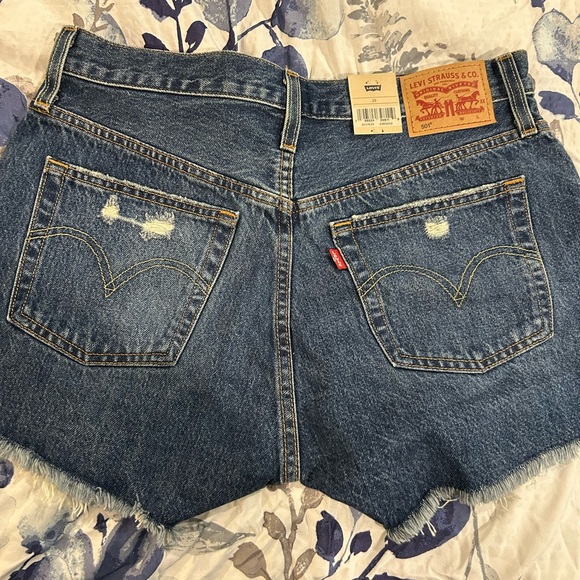 Levi's Blue Vintage Distressed Jean Shorts - Picture 2 of 5